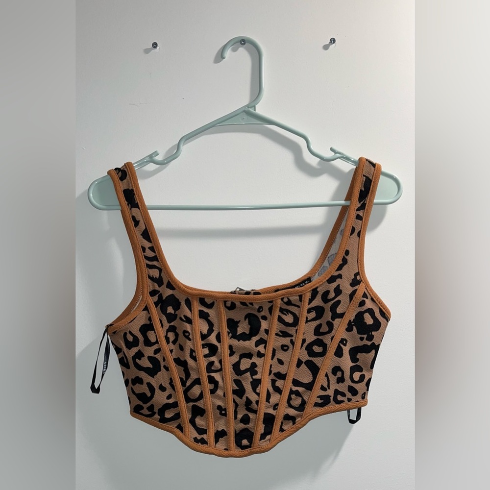 SHEIN corset crop top - brown cheetah print, size small